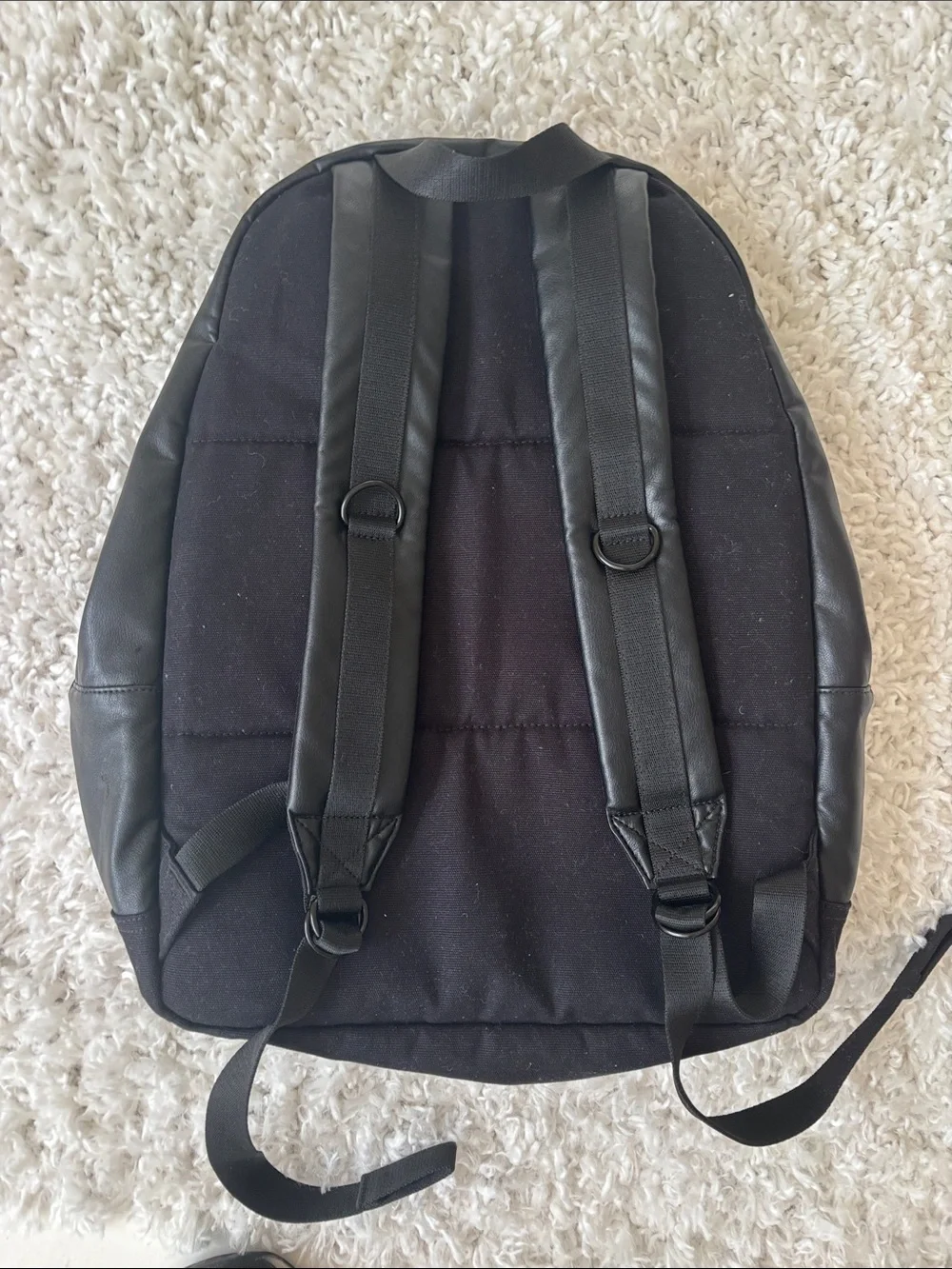 Carhartt Black Faux-Leather Backpack with Front Pocket